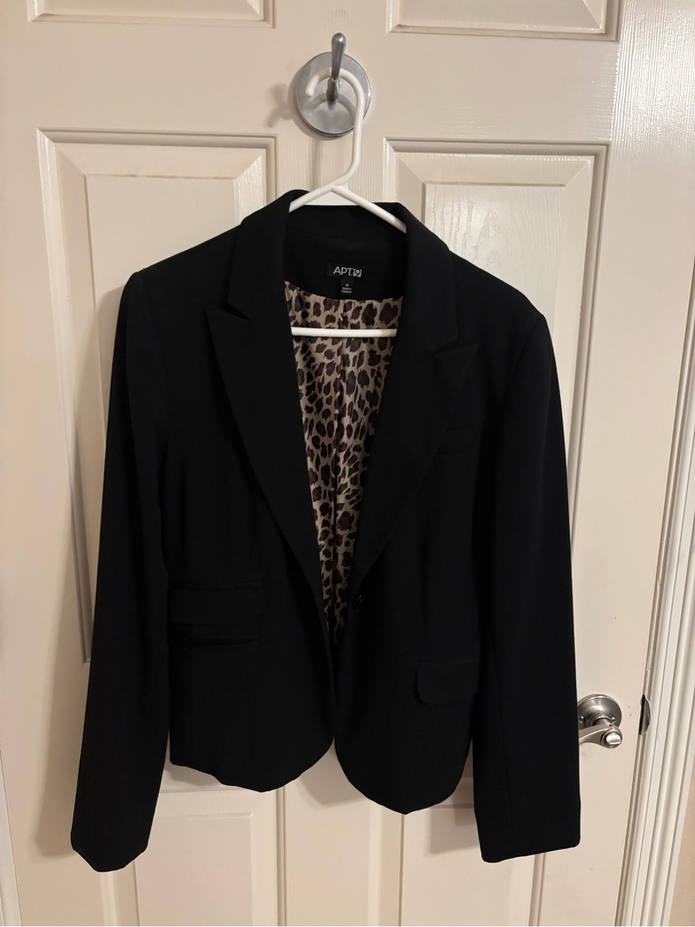 Apt. 9 Black Blazer with Leopard-Print Lining